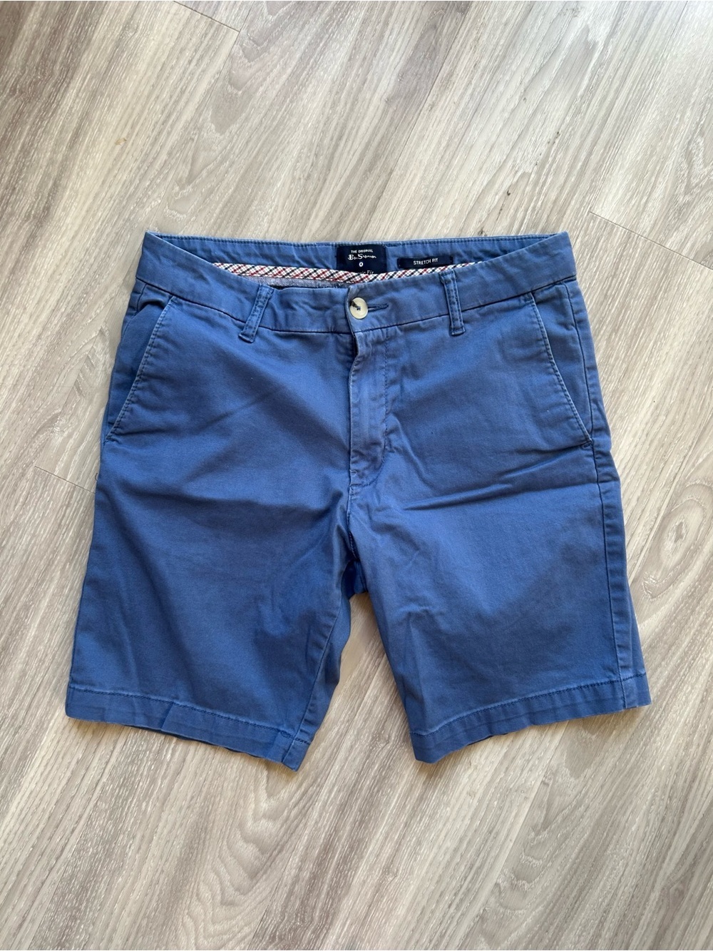 Ben Sherman | Stretch Classic Fit Flat Front Shorts in Blue (30" W)